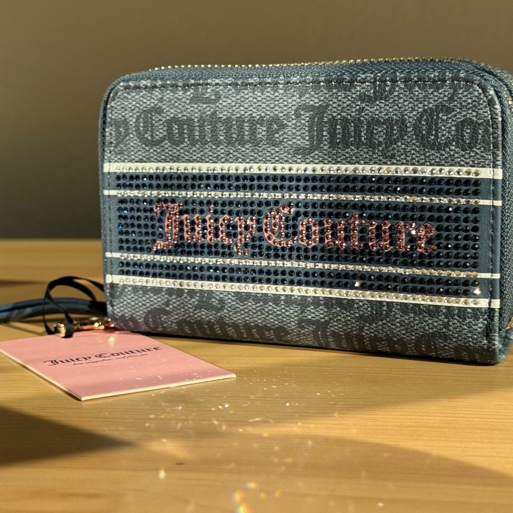 Juicy Couture Black and Pink Rhinestone Wallet
